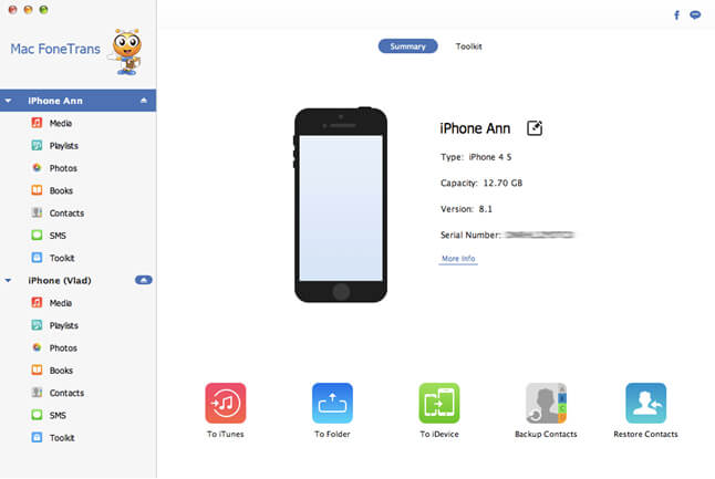 Перенесення даних з Айфона на Макбук через FoneTrans