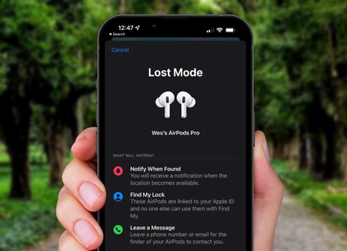 Поиск AirPods в случае потери