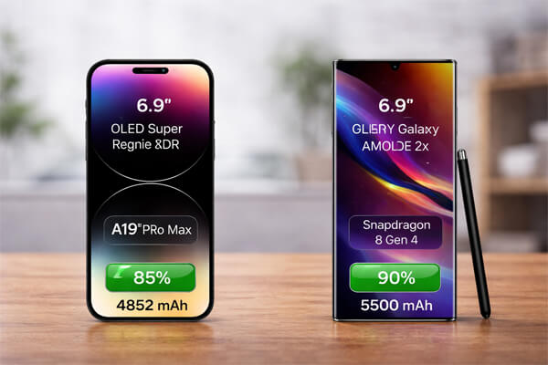 екран, чип і батарея iPhone 17 Pro Max vs Galaxy S26 Ultra