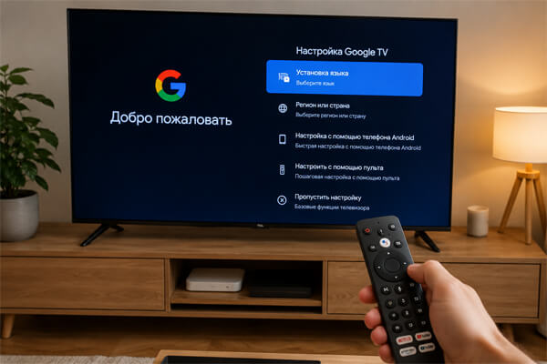 Как пройти первую настройку TCL Google TV