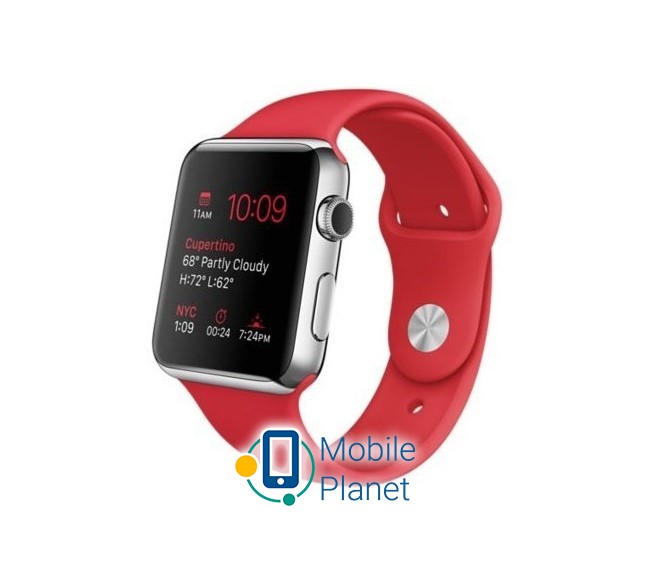 Часы Apple Watch 42mm Stailnless Steel Case with (PRODUCT)RED Sport Band (MLLE2)