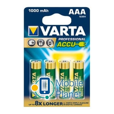 Батарейка Varta AAA Prof Accu 1000mAh * 4 (05703301404) (UA)