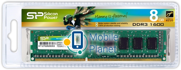 Оперативна пам'ять Silicon Power DDR3 8GB 1600MHz БЛІСТЕР SP008GBLTU160N02 (UA)