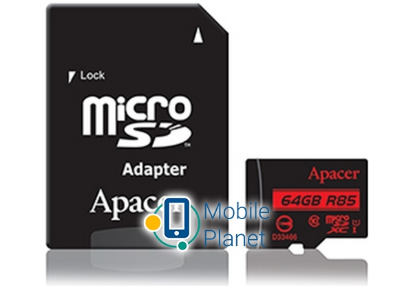 Карта памяти Apacer microSDXC 64GB UHS-I U1+adapter (R85MB/s) (AP64GMCSX10U5-R)