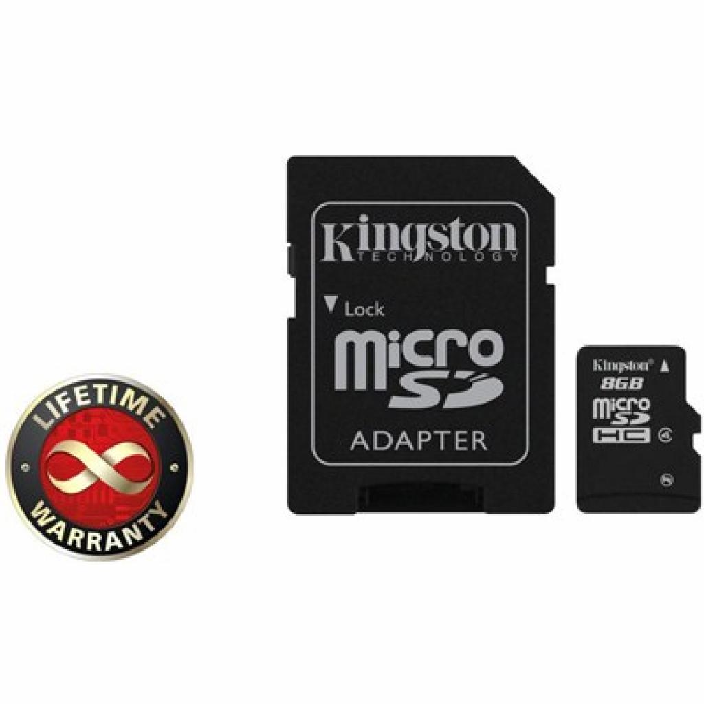 Карта пам'яті 8Gb microSDHC class 4 Kingston (SDC4/8GB) (UA)