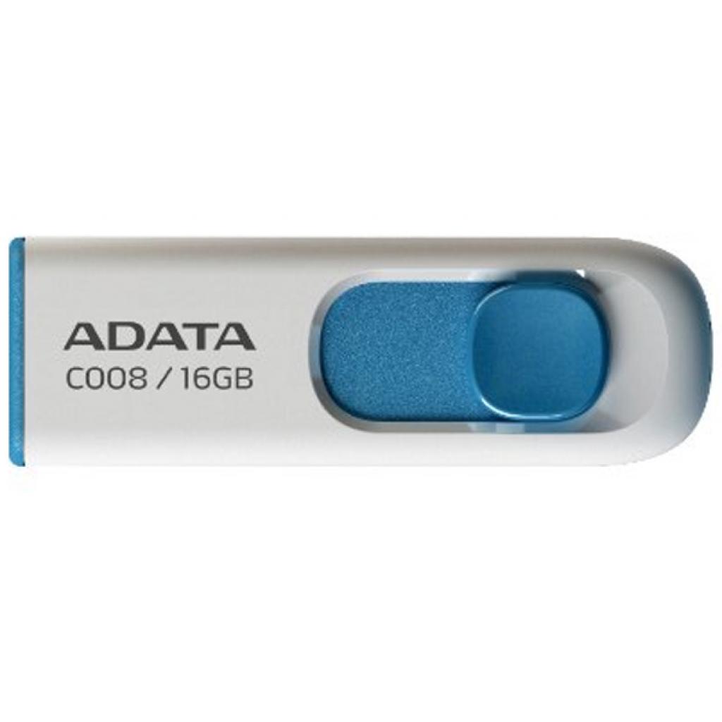 Флеш пам `ять A-DATA 16GB C008 White USB 2.0 (AC008-16G-RWE)