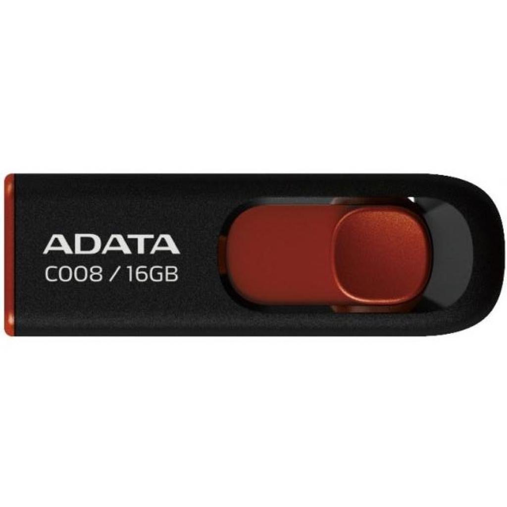 Флеш пам `ять A-DATA 16Gb C008 Black/Red USB 2.0 (AC008-16G-RKD)