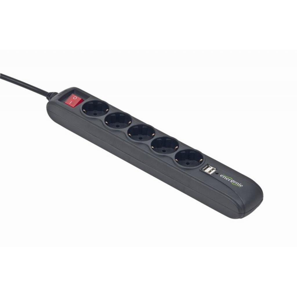Мережевий фільтр EnerGenie SPG5-U2-5 Power strip with USB charger, 5 sockets, (SPG5-U2-5)