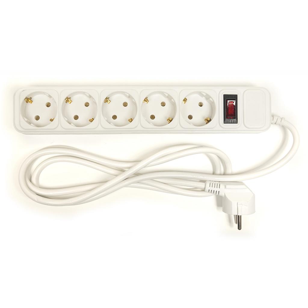 Мережевий фільтр PowerPlant 1.8 м, 5 розетoк, євростандарт (JY-1056 / 1.8) (PPSA10M18S5) (UA)