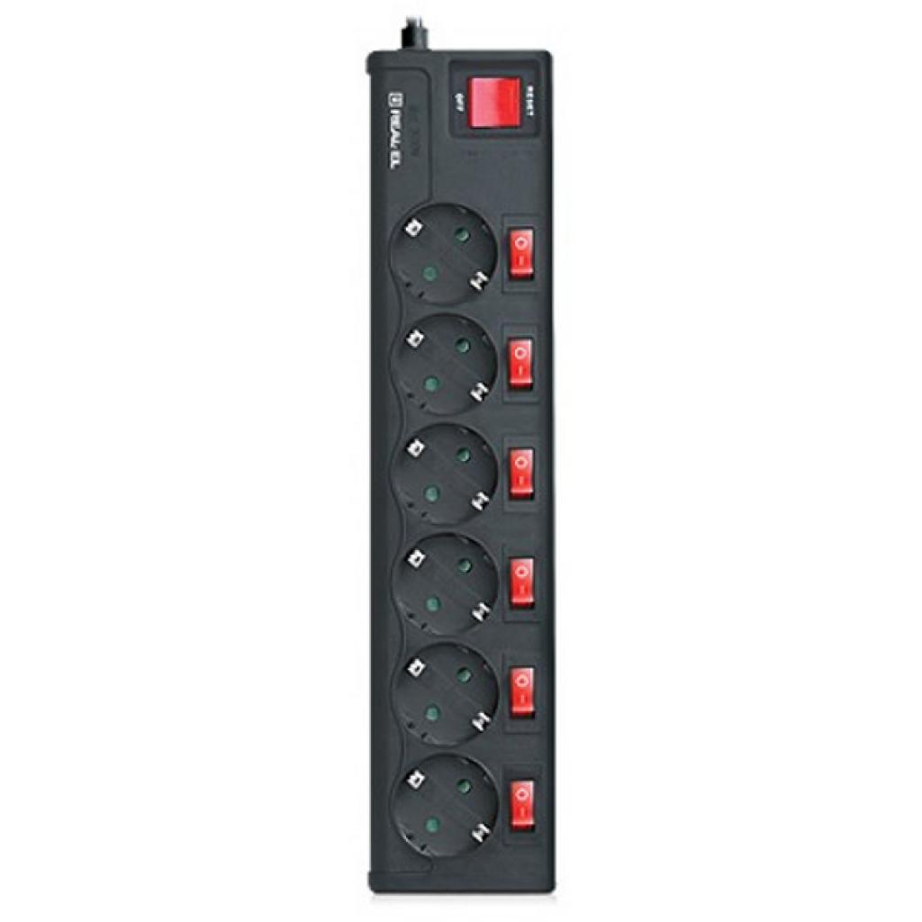 Сетевой фильтр REAL-EL RS-6 EXTRA 5m, black (EL122300003) (UA)