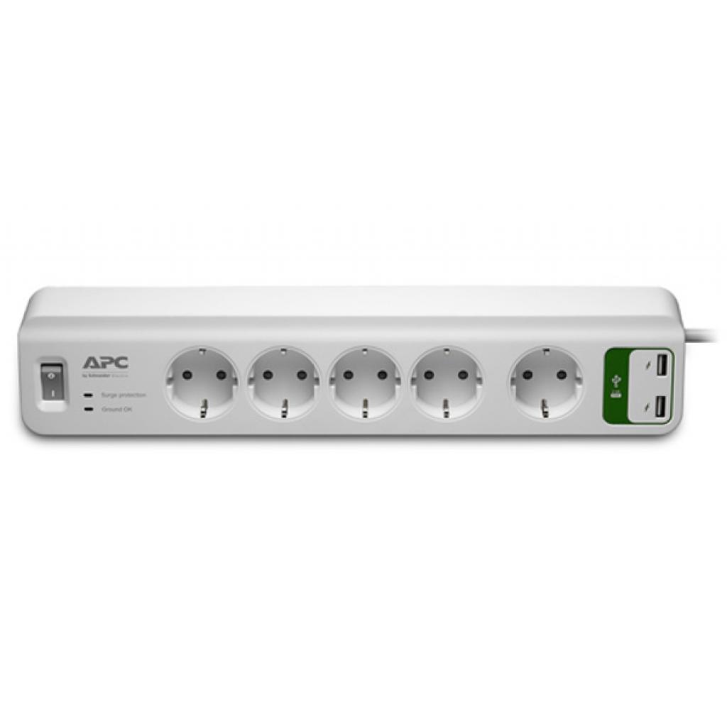 Мережевий фільтр APC Essential SurgeArrest 5 outlets ++ 2 USB (5V, 2.4A) (PM5U-RS) (UA)