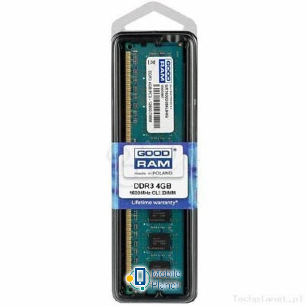 Оперативна пам'ять DDR3 4GB 1600 MHz GOODRAM (GR1600D364L11S/4G)