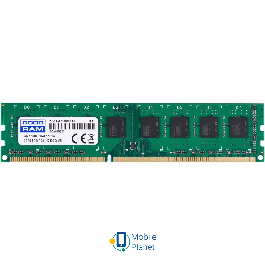 Оперативна пам'ять DDR3L 8GB 1600 MHz GOODRAM (GR1600D364L11/8G / GR1600D3V64L11/8G)