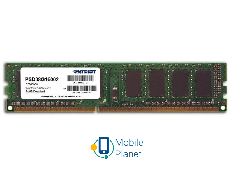 Оперативна пам'ять Patriot 8GB 1600MHz CL11 Signature (PSD38G16002) EU