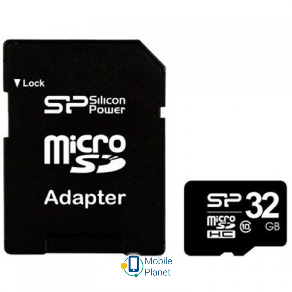 Карта пам'яті Silicon Power 32Gb microSDHC class 10 (SP032GBSTH010V10SP) (UA)
