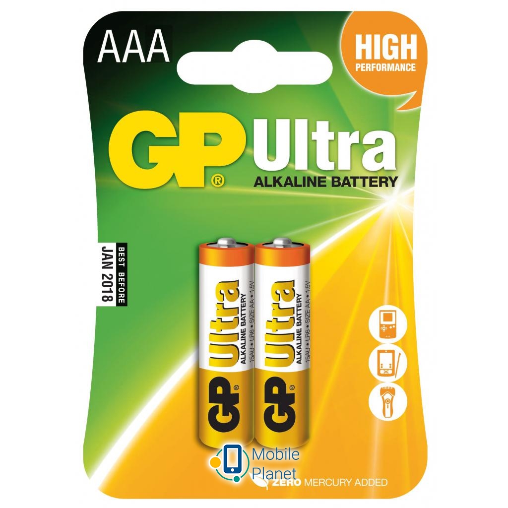 Батарейка GP AAA LR03 ULTRA Alcaline * 2 (24AU-U2) (UA)