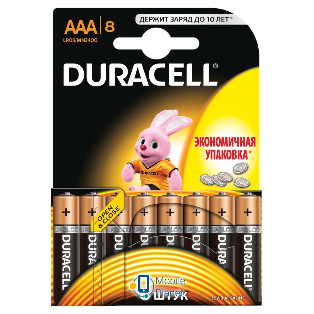 Батарейка Duracell AAA MN2400 LR03 * 8 (5000394203341 / 81480364) (UA)
