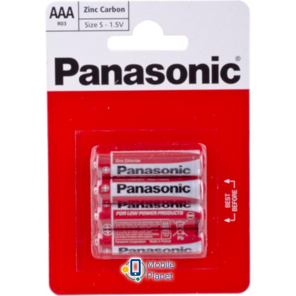 Батарейка PANASONIC AAA R03 RED ZINK * 4 (R03REL/4BP)