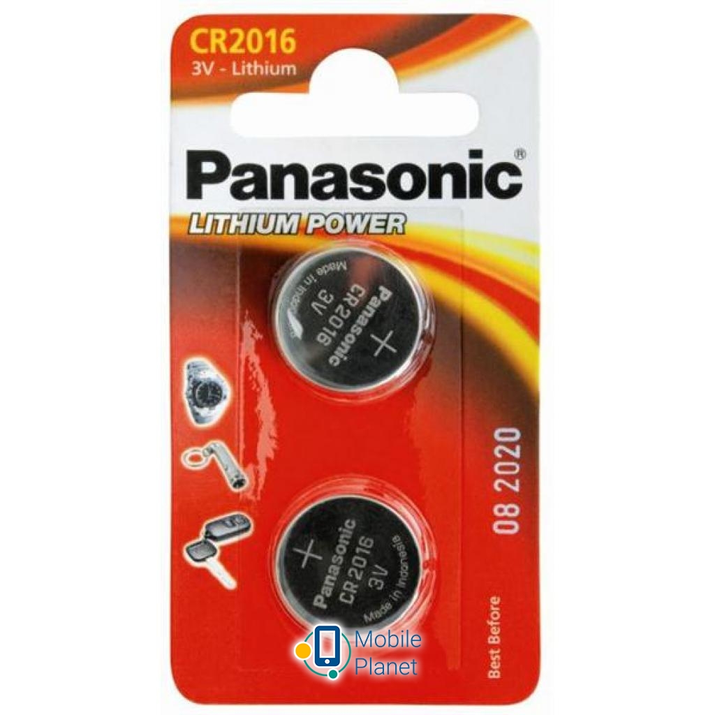 Батарейка PANASONIC CR 2016 * 2 LITHIUM (CR-2016EL/2B) (UA)