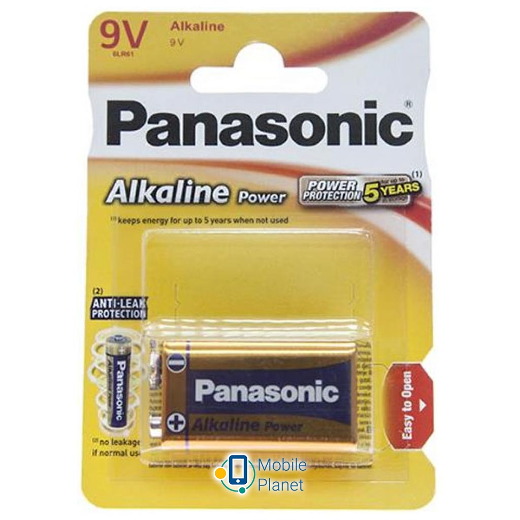 Батарейка PANASONIC Крона 6LR61 Alkaline Power * 1 (6LR61REB / 1BP) (UA)