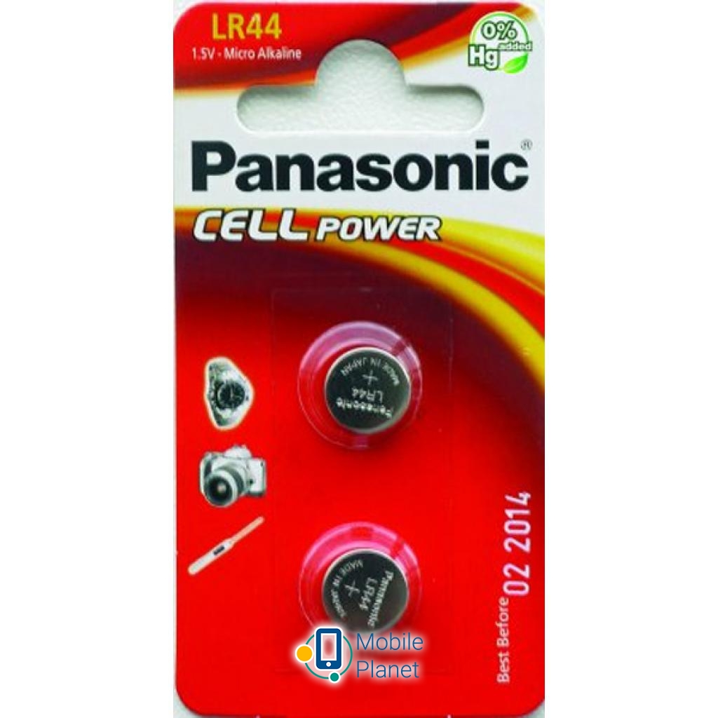 Батарейка PANASONIC LR44 * 2 Alkaline (LR-44EL/2B) (UA)