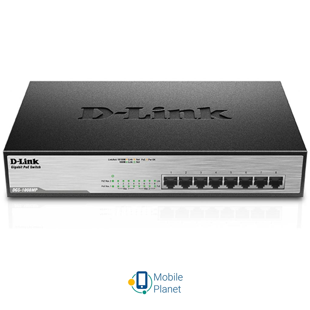 Коммутатор сетевой D-Link DGS-1008MP (UA)