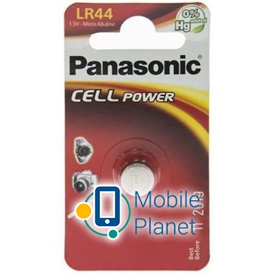 Батарейка PANASONIC LR44 Silver Oxide 1 (LR-44EL/1B) (UA)