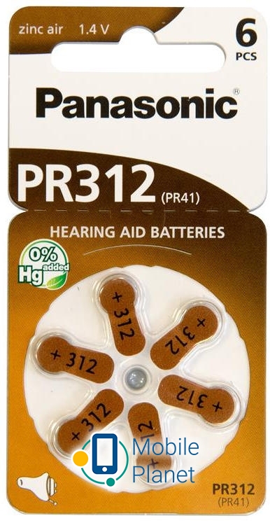 Батарейка Panasonic PR-312 BLI 6 (UA)