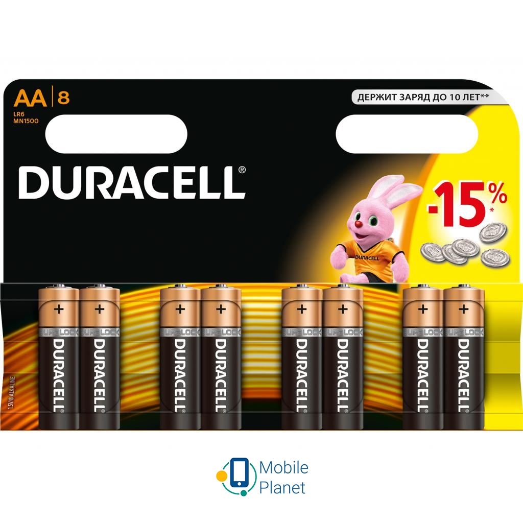 Батарейка Duracell AA MN1500 LR06 * 8 (5000394006522 / 81417083) (UA)