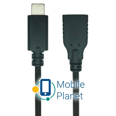Кабель мультимедийный Дата кабель USB 2.0 Type C to AF 0.1m REAL-EL (EL123500017) (UA)