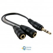 Кабель мультимедийный mini Jack 3.5mm M to 2xmini Jack 3.5mm F 0.2m EXTRADIGITAL (KBA1680) (UA)