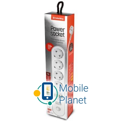 Мережевий фільтр ColorWay CW-CHE44W, 4 розетки / 4USB White 2M (CW-CHE44W)