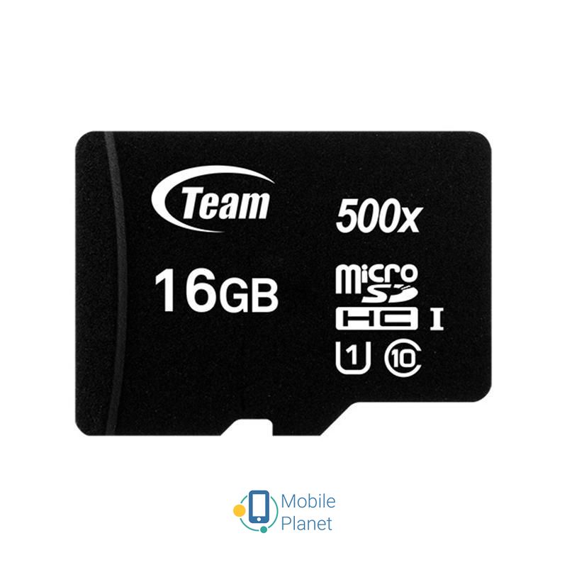 Карта пам'яті MicroSDHC 16GB UHS-I Class 10 Team Black (TUSDH16GCL10U02) (UA)