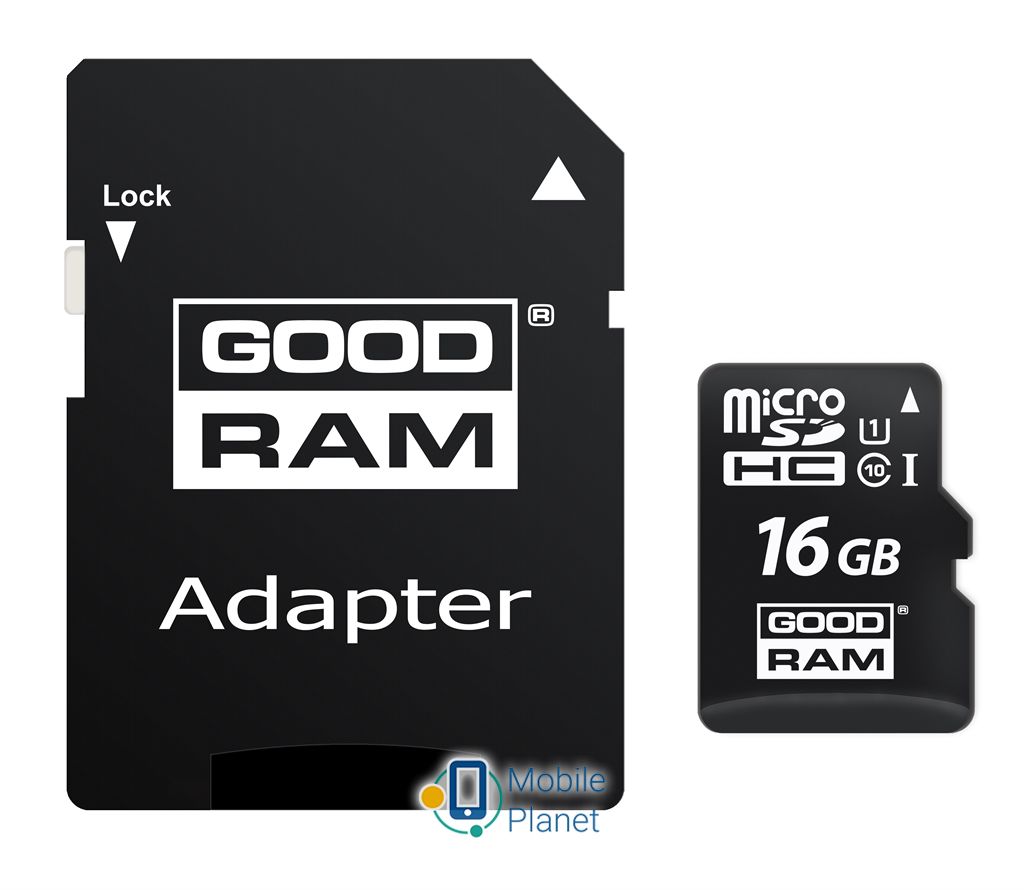 Карта памяти MicroSDHC 16GB UHS-I Class 10 Goodram + SD-adapter (M1AA-0160R12) (UA)