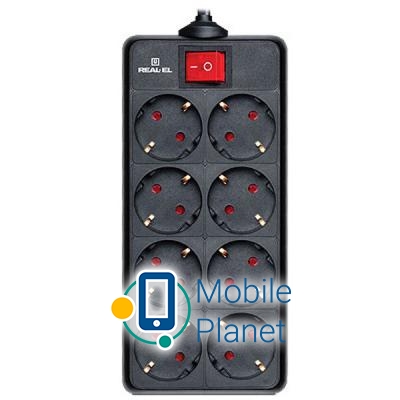 Мережевий фільтр REAL-EL REAL-EL RS-8 PROTECT, 3m, black (EL122300022) (UA)