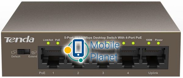 Комутатор Tenda TEF1105P-4-63W 5-Port 10 / 100Mbps Desktop Switch w / 4 LAN PoE (TEF1105P-4-63W) (UA)
