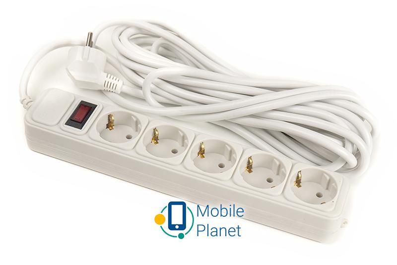 Мережевий фільтр PowerPlant JY-1056/7 (PPSA10M70S5) 5 розеток, 7 м, білий (UA)