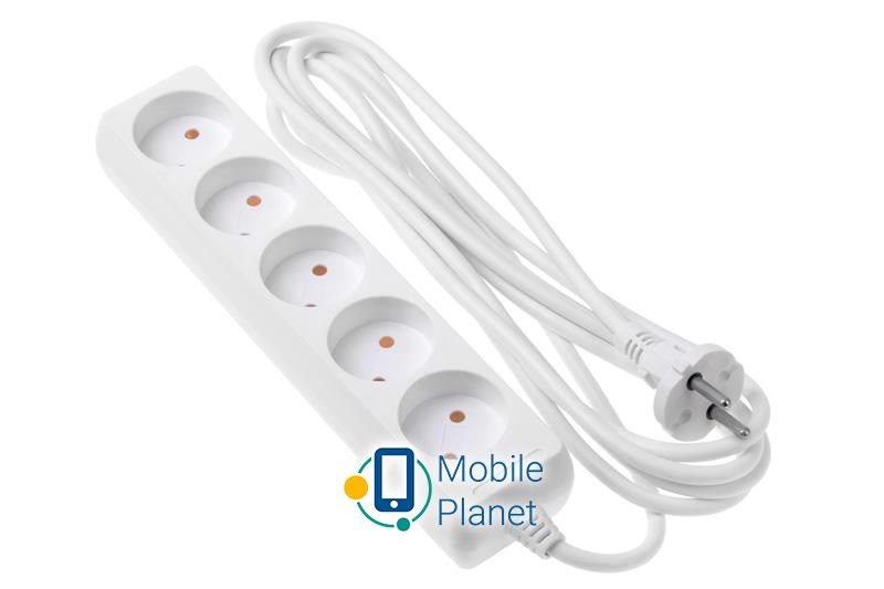 Мережевий фільтр 2E (2E-U05M3) 5 розетки, 3 м, білий (UA)