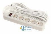 PowerPlant JY-1056/7 (PPSA10M70S5) 5 розеток, 7 м, білий (UA)