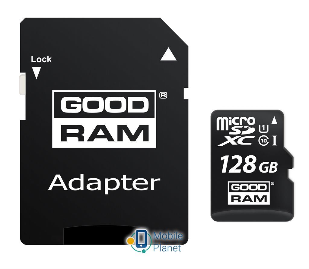 Карта памяти MicroSDXC 128GB UHS-I Class 10 Goodram + SD-adapter (M1AA-1280R12) (UA)