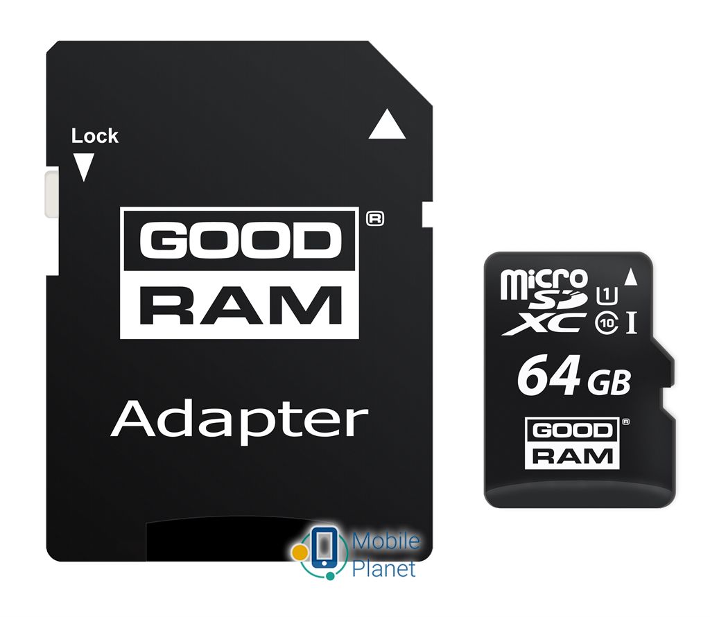 Карта пам'яті MicroSDXC 64GB UHS-I Class 10 Goodram + SD-adapter (M1AA-0640R12) (UA)