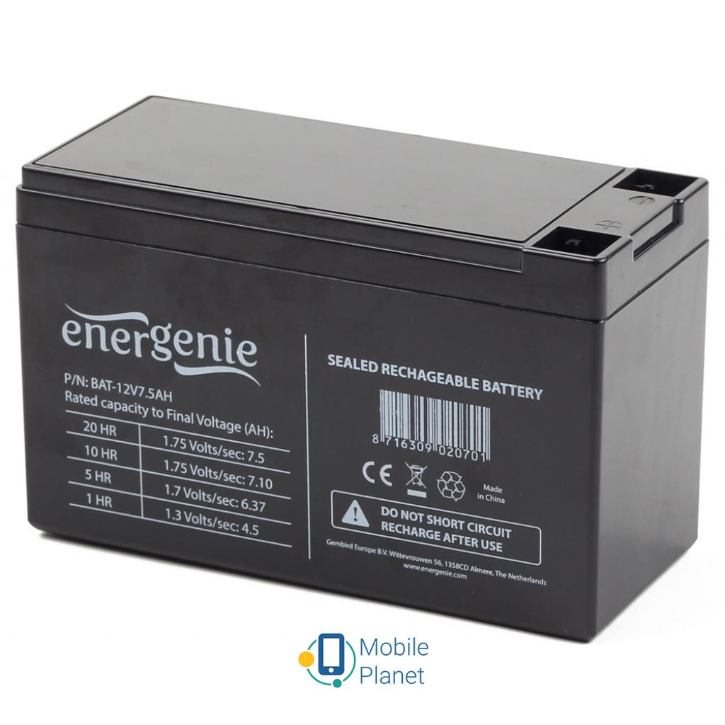 Акумуляторна батарея EnerGenie 12В 7,5 Ач (BAT-12V7.5AH) (UA)