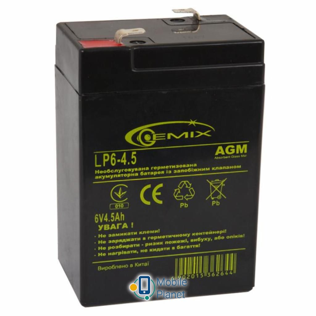 Акумуляторна батарея GEMIX 6В 4.5 Ач (LP6-4.5 Т2) (UA)