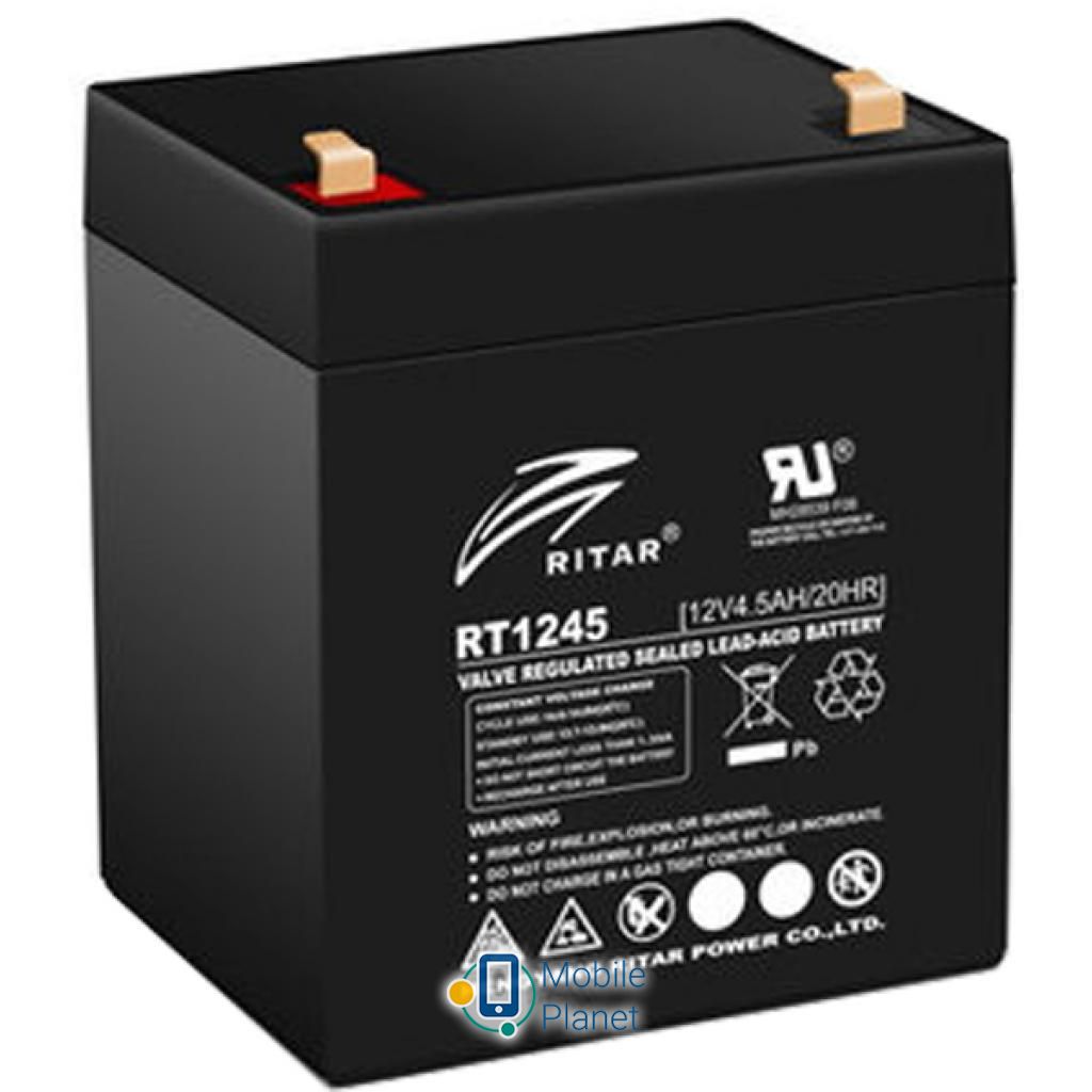 Акумуляторна батарея Ritar AGM RT1245, 12V-4.5Ah, Black (RT1245B) (UA)
