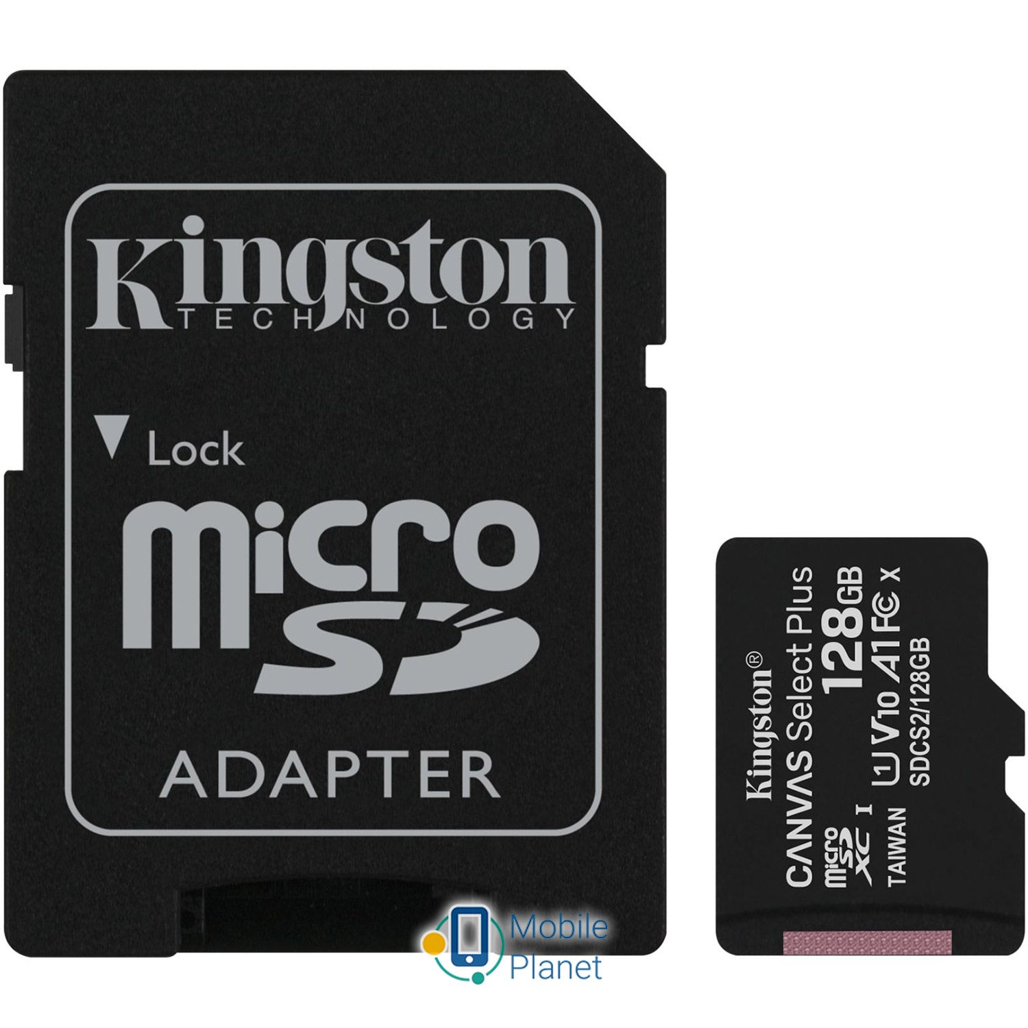 Карта пам'яті KINGSTON microSDXC Canvas Select Plus 128GB UHS-I U3 V10 A1 Class 10 + SD-adapter (SDCS2/128GB)