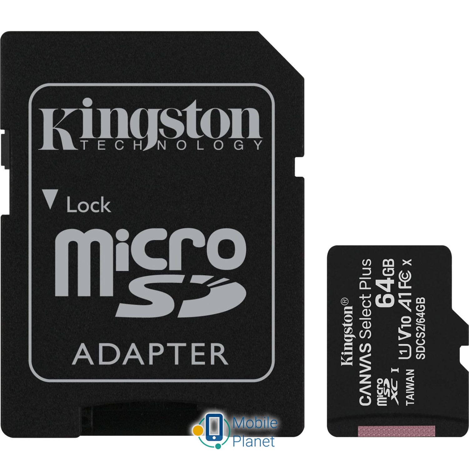 Карта пам'яті KINGSTON microSDXC Canvas Select Plus 64GB UHS-I U3 V10 A1 Class 10 + SD-adapter (SDCS2/64GB)