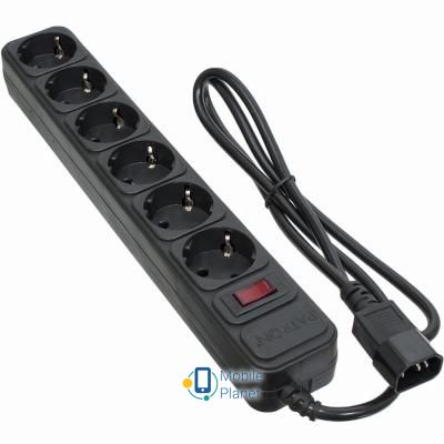 Мережевий фільтр PATRON 1 m3 * 1mm2 (SP-1063U) 6 розеток BLACK (EXT-PN-SP-1063U) (UA)