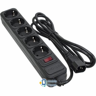 Мережевий фільтр PATRON 2 m3 * 1mm2 (SP-1055U) 5 розеток BLACK (EXT-PN-SP-1055U) (UA)