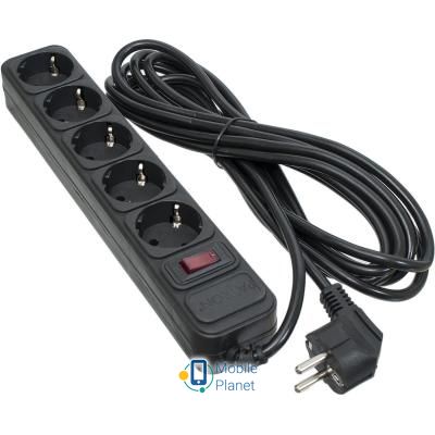 Сетевой фильтр PATRON 5.0 m3*1mm2 (SP-1055) 5 розеток BLACK (EXT-PN-SP-1055) (UA)