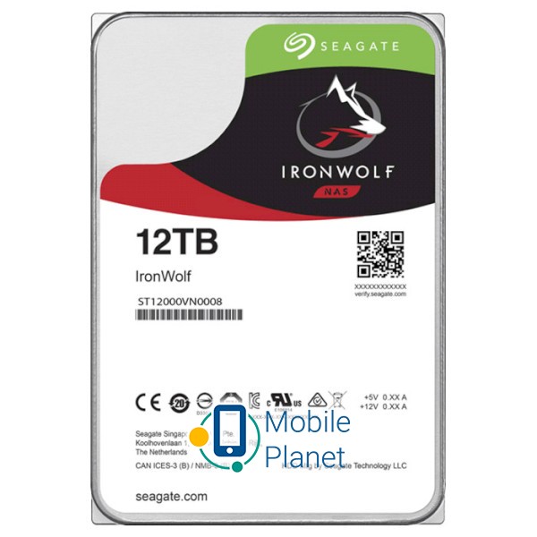Жорсткий диск 3.5 SEAGATE IronWolf 12TB SATA/256MB/(ST12000VN0008)